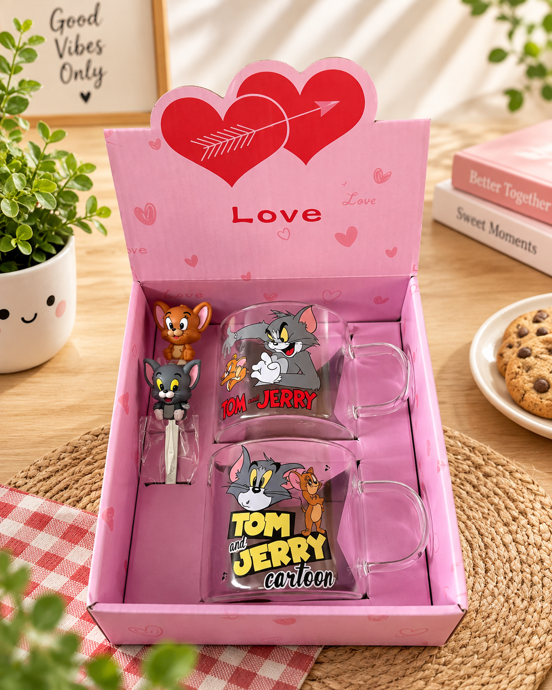 2PCS Glass Mugs Set - Tom & Jerry