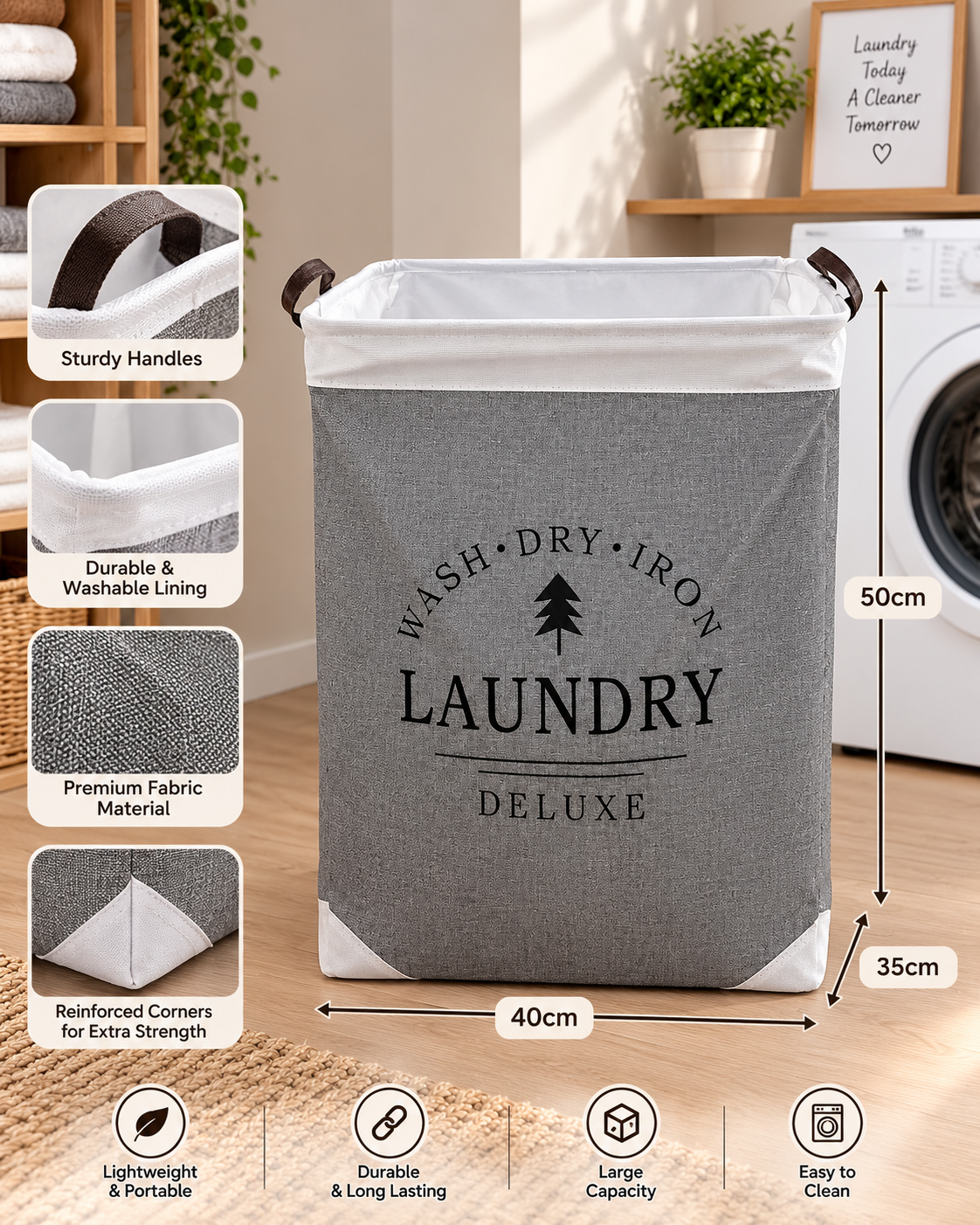 Rectangular Laundry Basket Mesh Grey