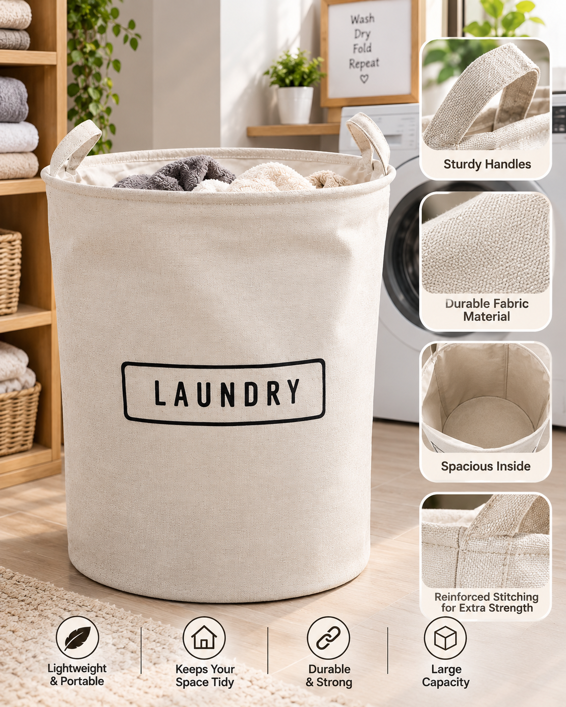 Mesh Laundry Basket With Handle