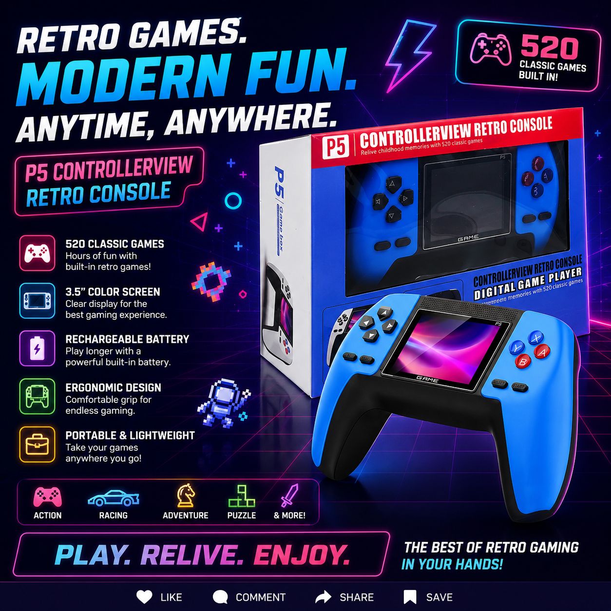 P5 ControllerView Retro Console