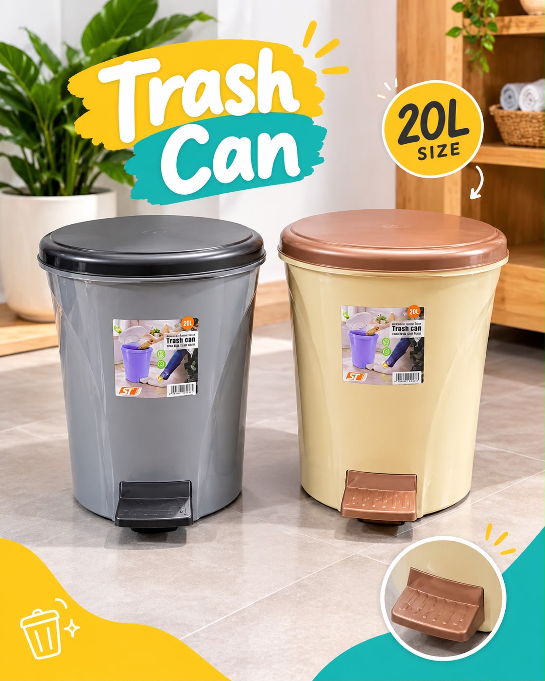 20L Plastic Trash Bon