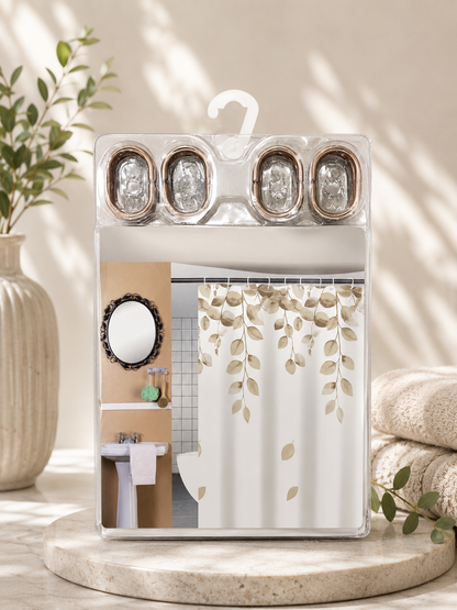 Phoenix Bathroom Curtain - Leaves Design 1
