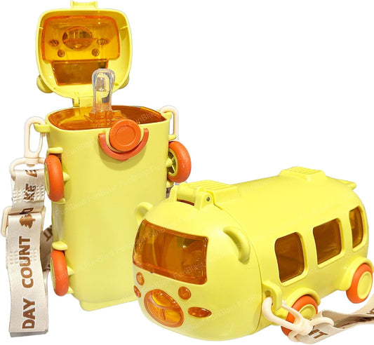 Bus Shaped Water Bottle with Moving Wheels