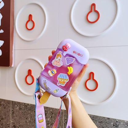Cute Ice Cream Plastic Bottles With Straw