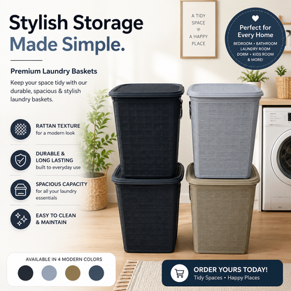 Stylish Plastic Laundry Basket With acover