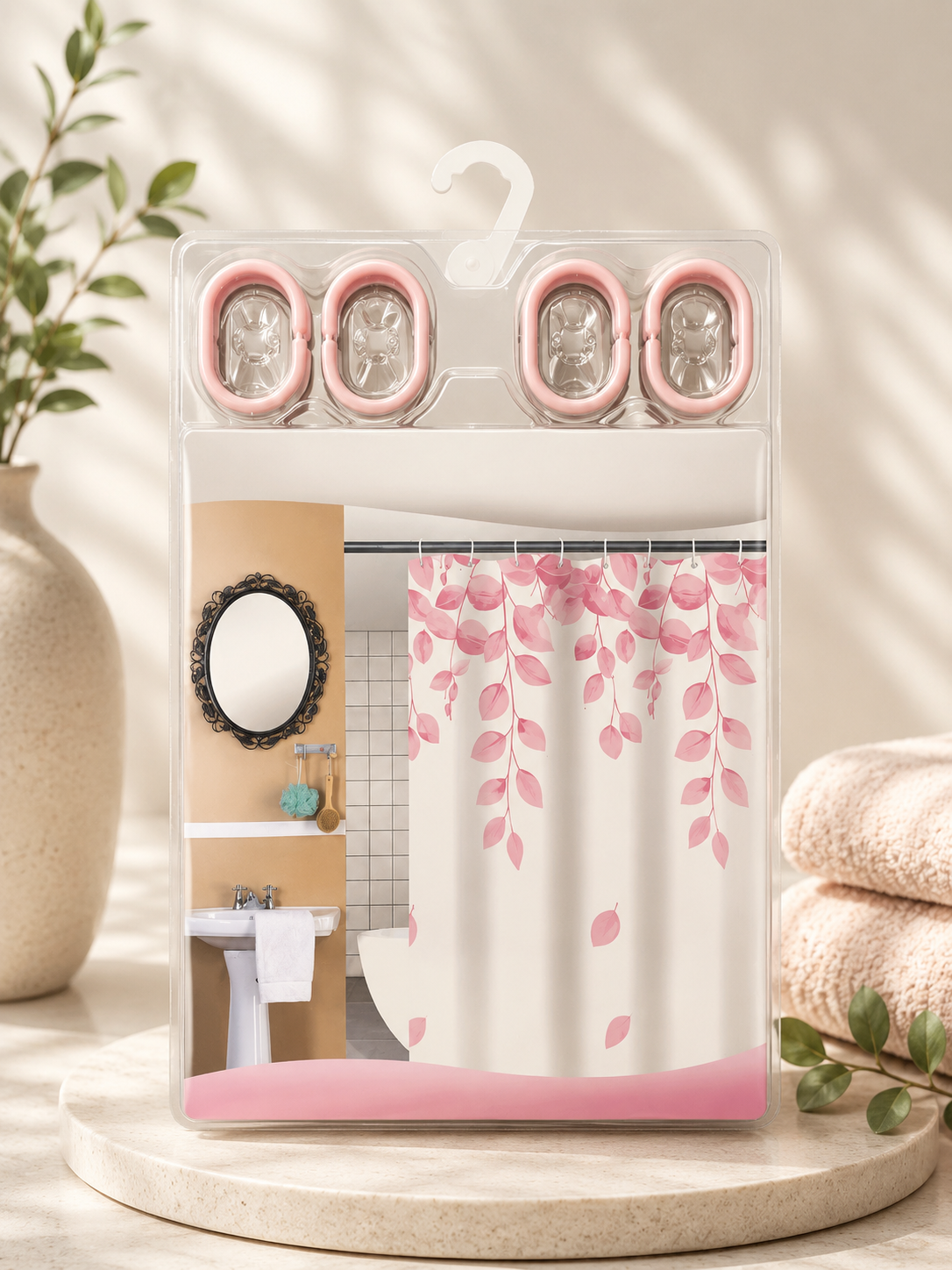 Phoenix Bathroom Curtain - Leaves Design 1