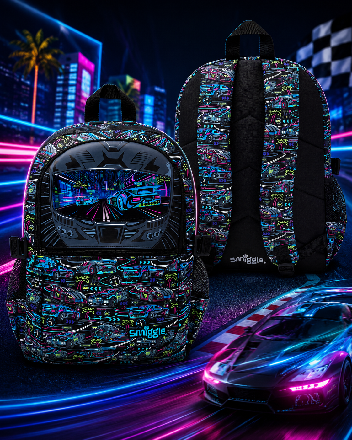 Smiggle Bright Eyes Racing Backpack