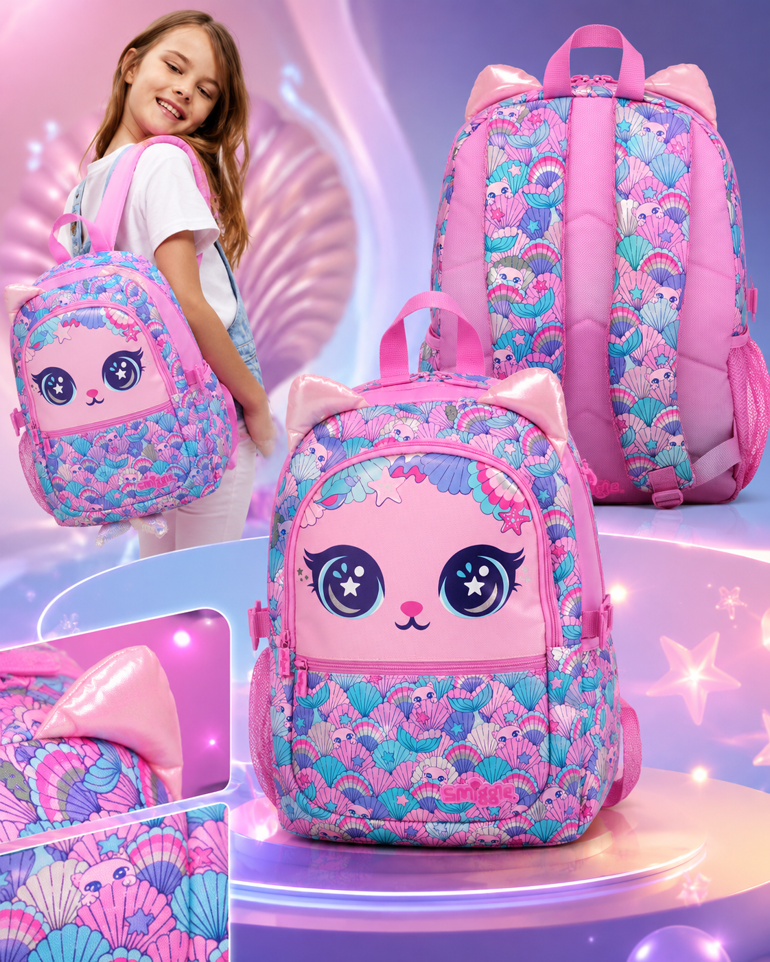 Smiggle Hi There Oblong Pur-Maid Backpack