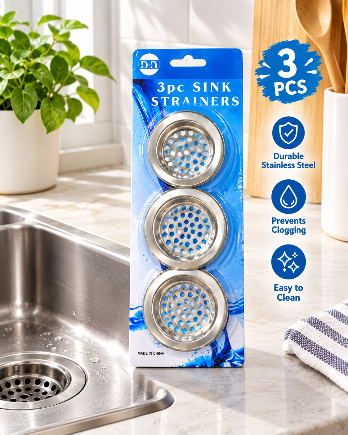 3PCS Different Sizes Sink Strainers