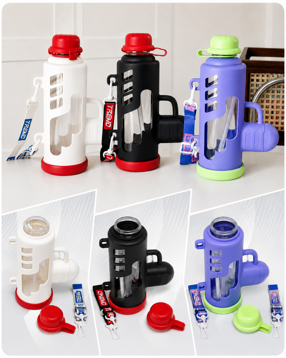 Bazooka Style Kids Straw Water Bottle