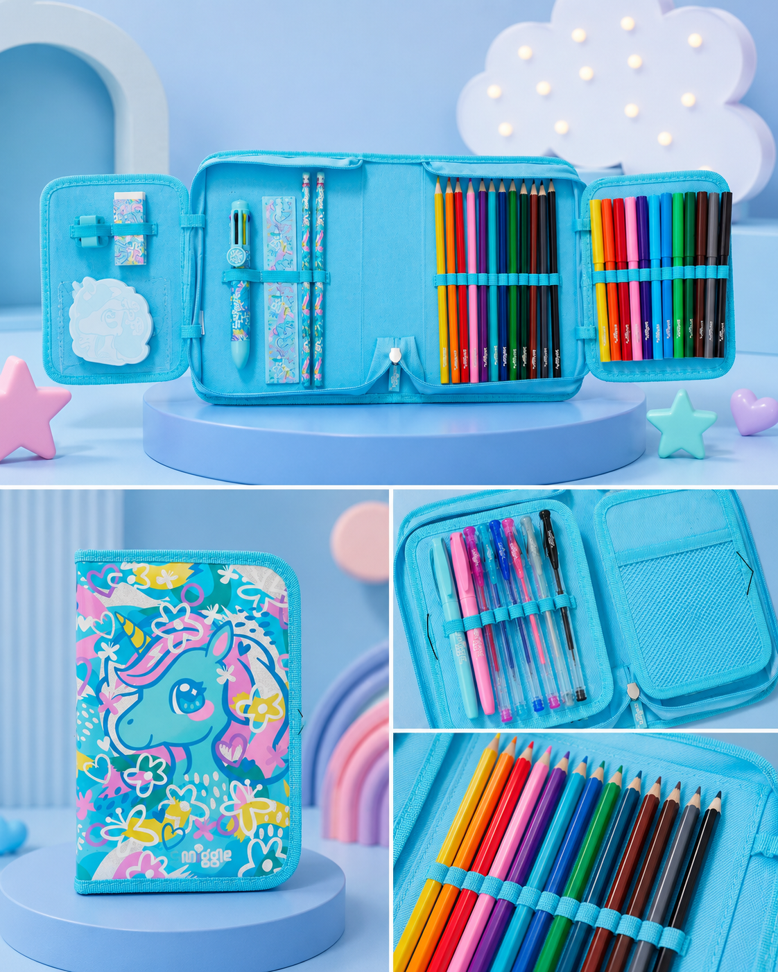 Smiggle Unicorn Pencil Case with Stationery