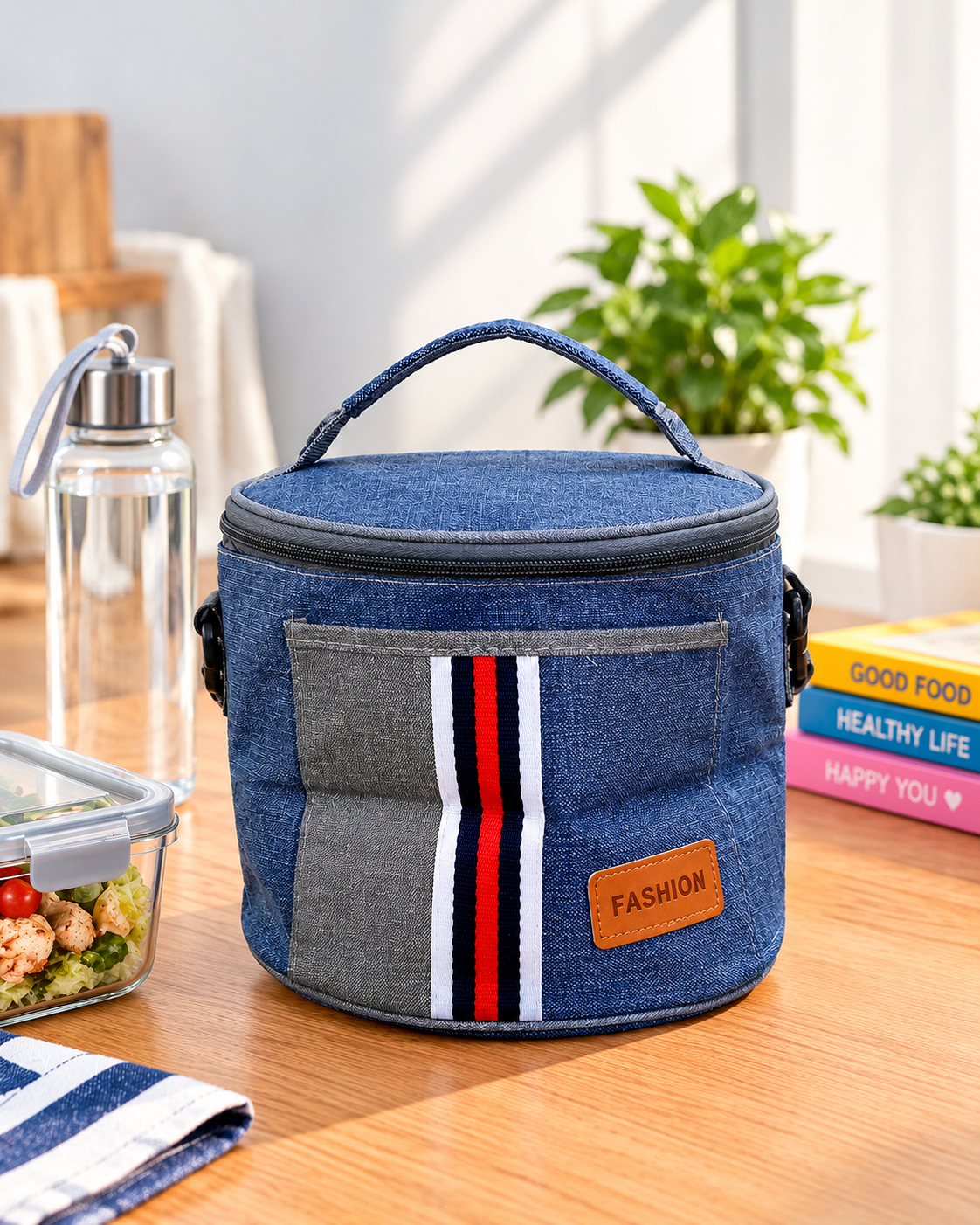 Circular Denim Lunch Bag