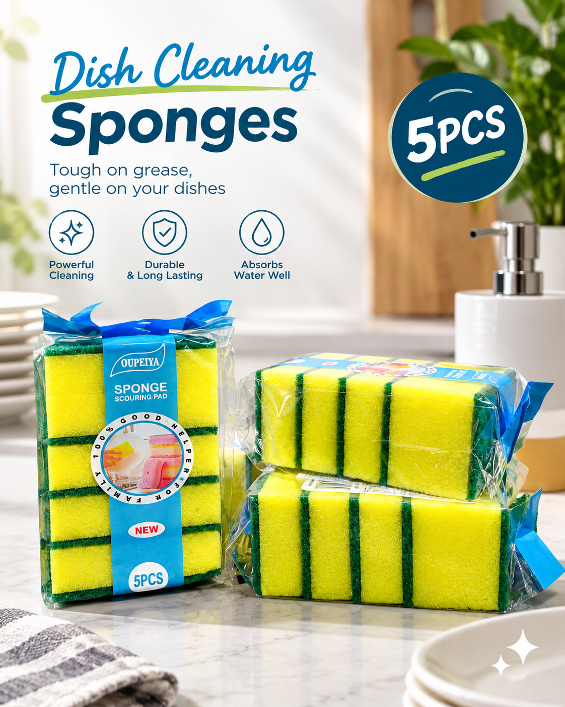 5PCS Dishwashing Sponges