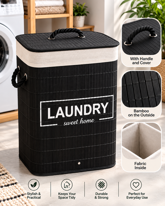 Laundry Basket Bamboo Rectangular