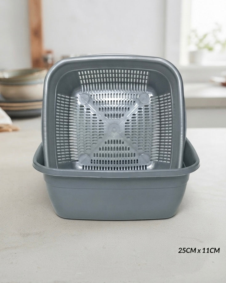 Square Kitchen Bowl with Colander