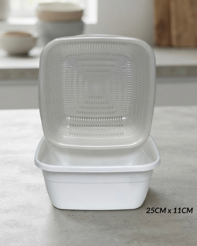 Square Kitchen Bowl with Colander