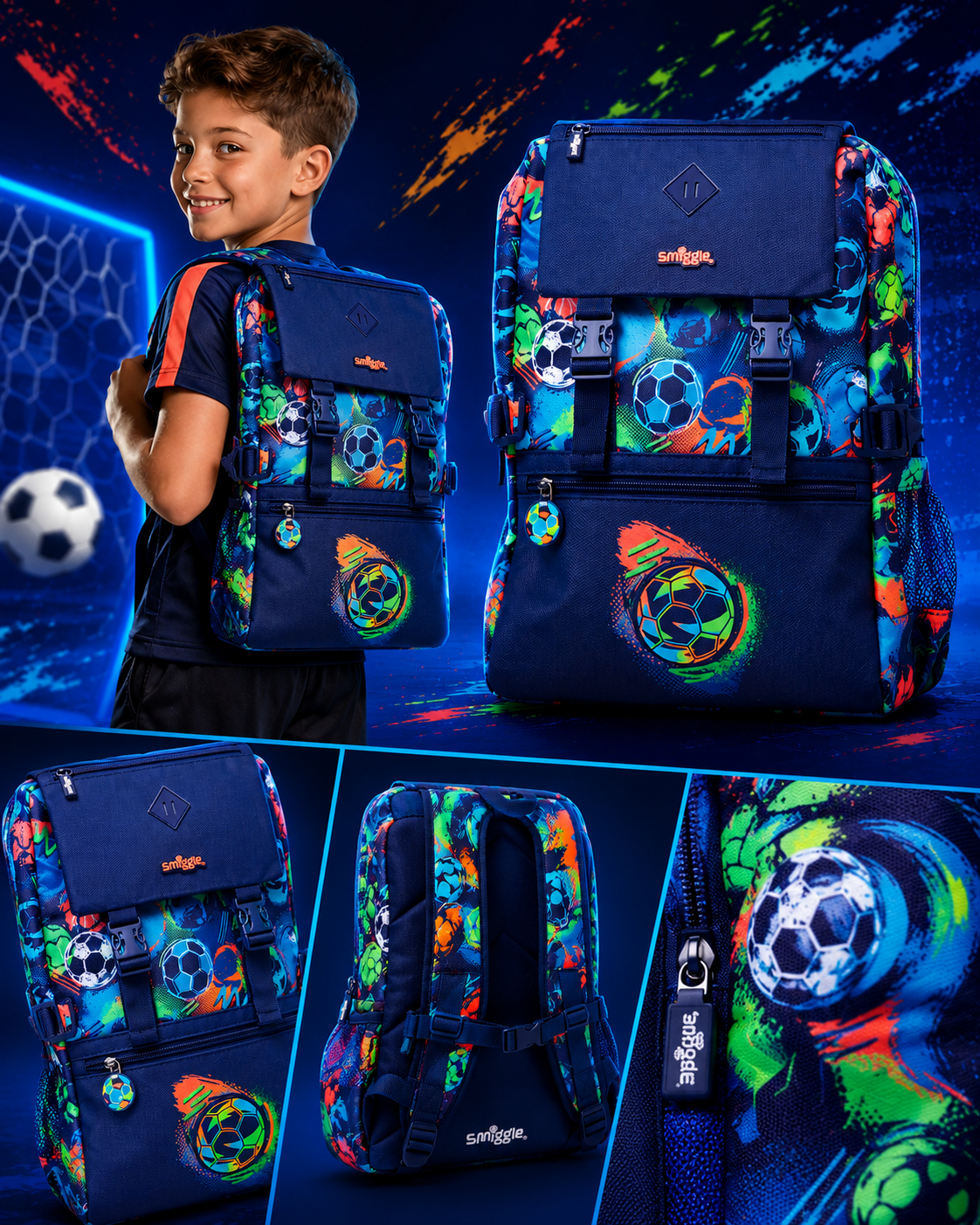 Smiggle Foldover Big Football Backpack