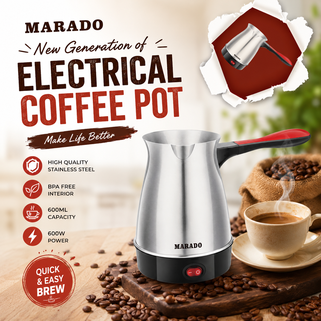 600ML Electrical Coffee Pot