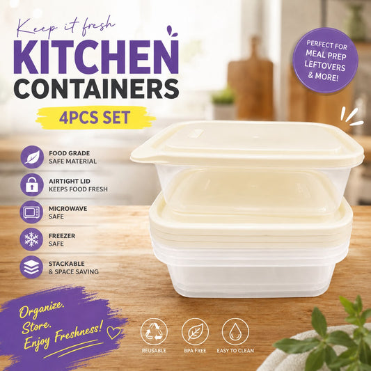 4PCS Rectangle Plastic Containers