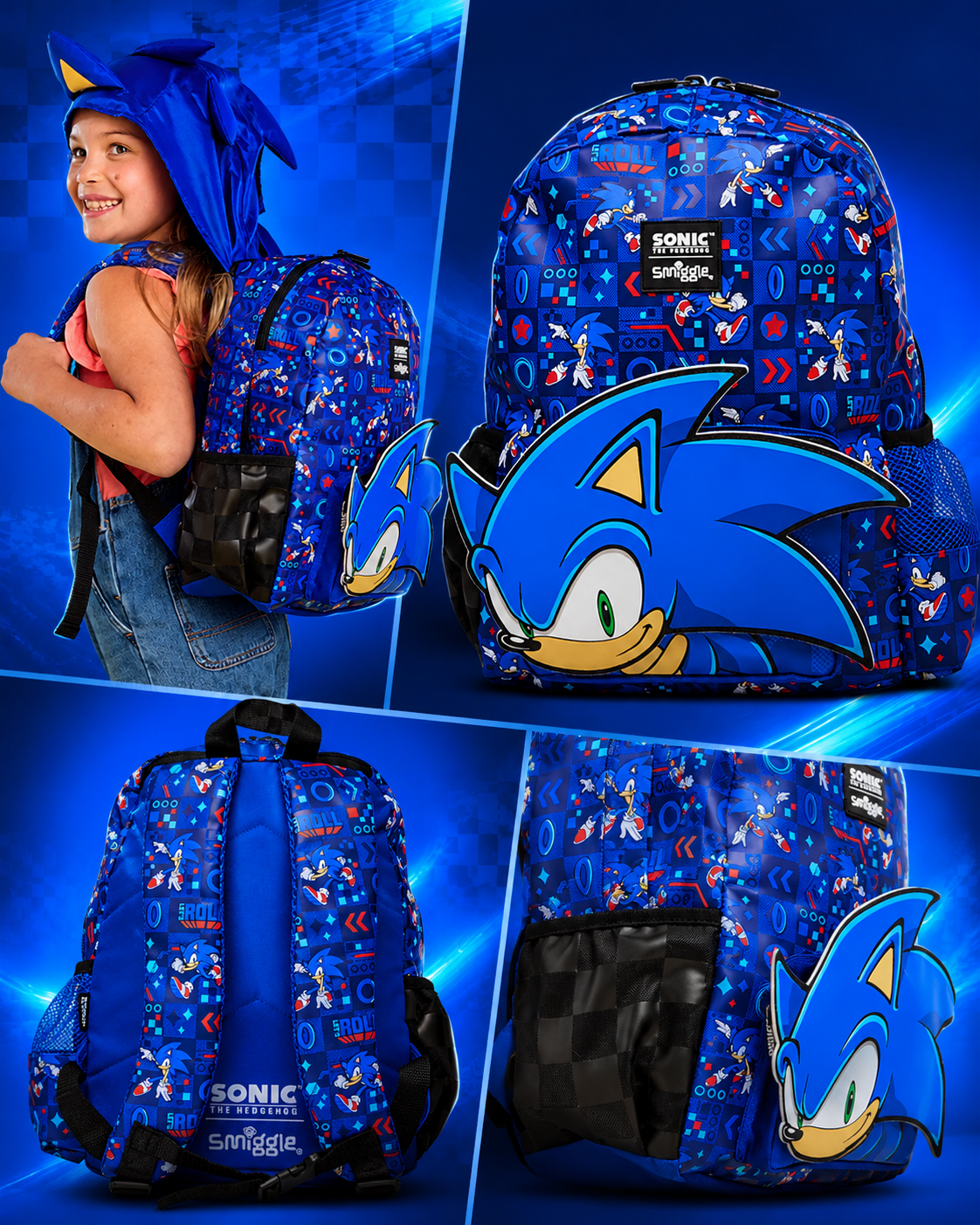 Smiggle Sonic Hooded Backpack