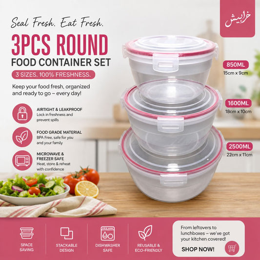 3PCS Circular Containers Set