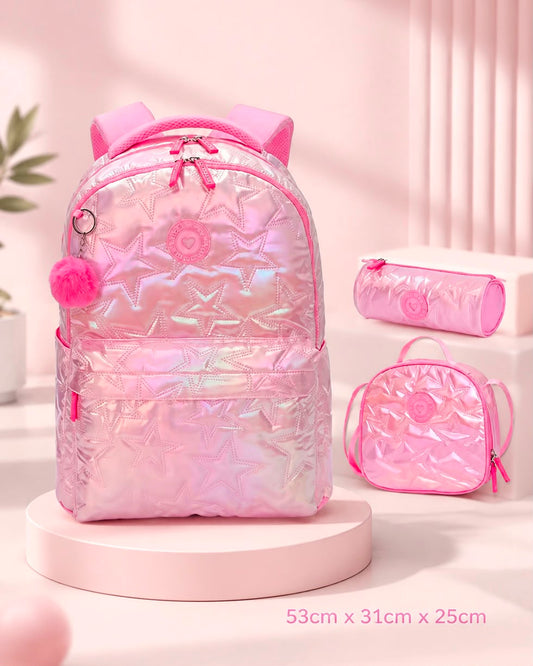 3PCS Pink Stars Backpack Set