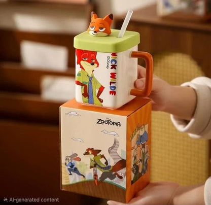 Mug Rabbit & Fox Square Rubber Lid