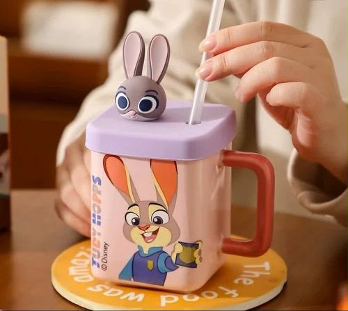 Mug Rabbit & Fox Square Rubber Lid