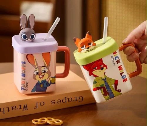 Mug Rabbit & Fox Square Rubber Lid