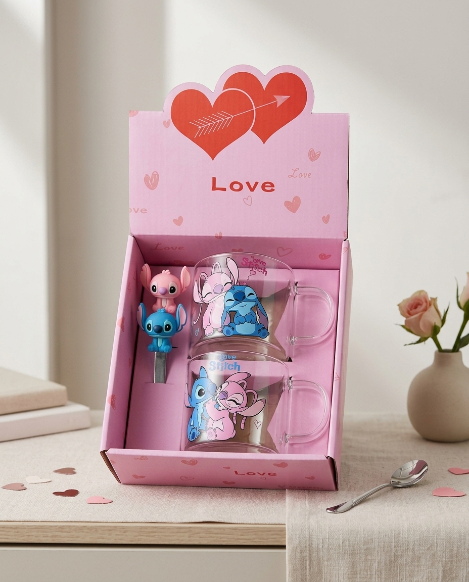 2PCS Glass Mugs Set - Stitch